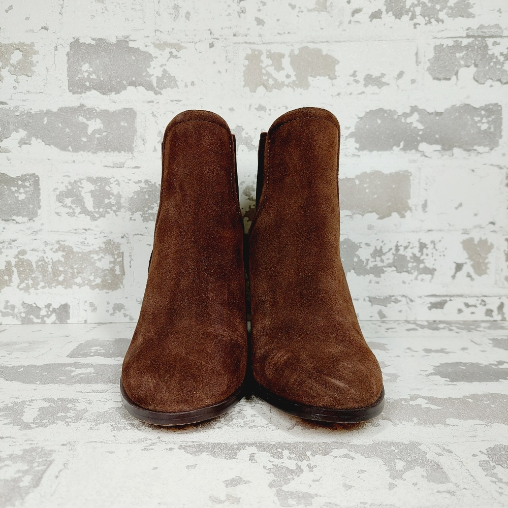 NEW Splendid Women's Marika Block Heel Suede Booties In Brown O149 - Picture 3 of 12